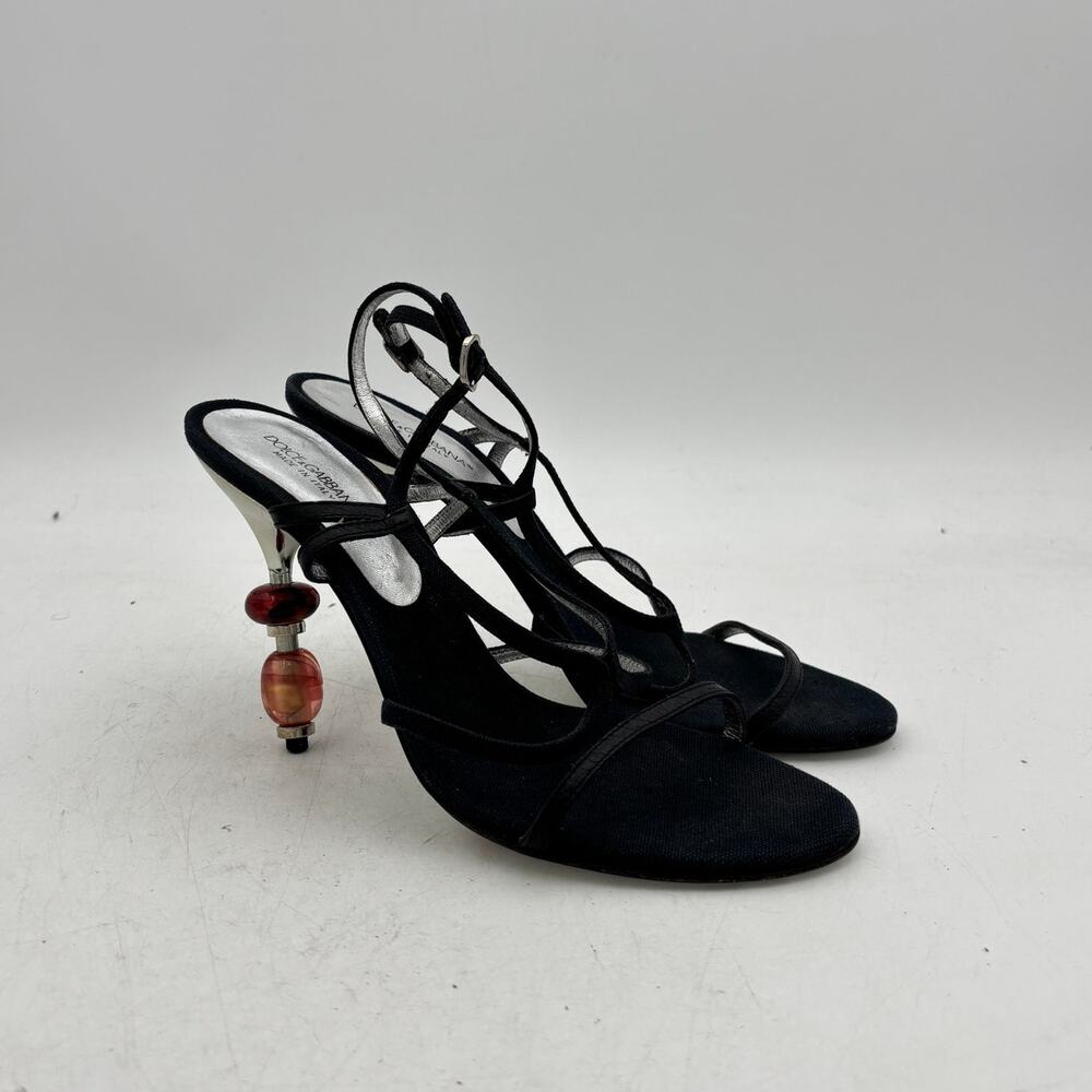 Vintage Dolce & Gabbana Strappy Beaded Heels Women's 38.5 Y2K Rare